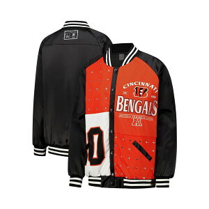 Q[fC fB[X WPbgu] AE^[ Women's Black/Orange Cincinnati Bengals Oversized Hot Shot Rhinestone Throwback Full-Snap Varsity Bomber Jacket Black, Orange