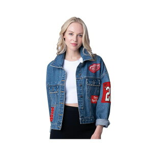 J[oNX fB[X WPbgu] AE^[ Detroit Red Wings Game Ball Cropped Button-Up Denim Jacket Denim