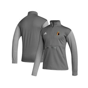 �A�f�B�_�X �����Y �p�[�J�[�E�X�E�F�b�g�V���c �A�E�^�[ Men's Gray Belgium National Team Crest Long Sleeve Half-Zip Top Gray