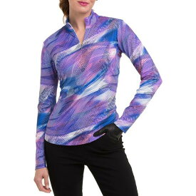 イーピーエヌワイ レディース シャツ トップス EPNY Women's Long Sleeve 1/4 Zip Abstract Multi Wave Print Top Veri Violet Multi