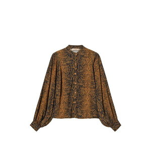 �c�C���Z�b�g ���f�B�[�X �V���c �g�b�v�X Cr��pe de chine python-print shirt Brown