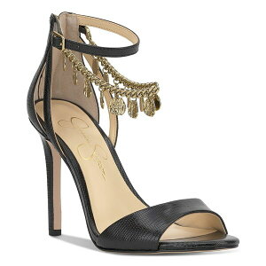 WFVJVv\ fB[X T_ V[Y Women's Jetser Embellished Chain Dress Sandals Black Lizard