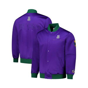 �~�b�`�F��&�l�X �����Y �W���P�b�g���u���]�� �A�E�^�[ Men's Purple Milwaukee Bucks Hardwood Classics Team OG 3.0 Lightweight Satin Full-Snap Jacket Purple