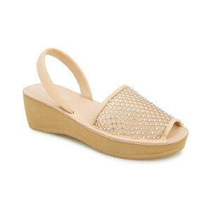PlXR[ fB[X T_ V[Y Women's Fine Glass Mesh Wedge Sandals Almond Crystal Mesh