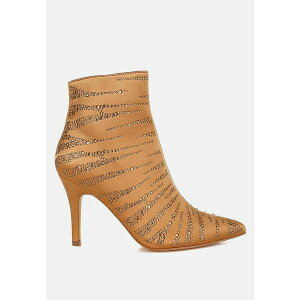 �������h�����O ���f�B�[�X �u�[�c �V���[�Y Toget Satin Rhinestone Ankle Party Boots Brown