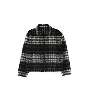 �G���G�X�W�C�G�� �����Y �W���P�b�g���u���]�� �A�E�^�[ Check-pattern zip-up jacket Black