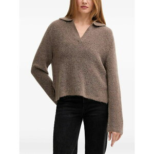 ���X ���b�V�� ���f�B�[�X �|���V���c �g�b�v�X Mmthora aidy v-neck knitted polo top Brown