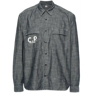 �V�[�s�[�J���p�j�[ �����Y �V���c �g�b�v�X Logo-print chambray shirt Grey