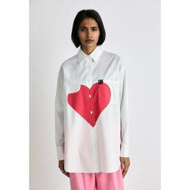 ダナ キャラン ニューヨーク レディース シャツ トップス OVERSIZED PRINTED HEART - Button-down blouse - white