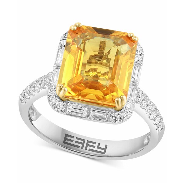 限定品】【限定品】エフィー コレクション レディース リング アクセサリー EFFYreg; Limited Edition Yellow  Sapphire (5-3 Ct. Diamond (5 Ct. Halo Ring In 14k White Gold Yellow  Sapphire 指輪・リング