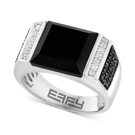 エフィー コレクション レディース リング アクセサリー EFFY&reg; Men's Onyx & Diamond (5/8 ct. t.w.) Ring in 14k White Gold White Gold