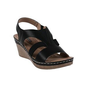 W[V[V[Y fB[X T_ V[Y Women's Banks Cut Out Elastic Slingback Slip-On Wedge Sandals Black