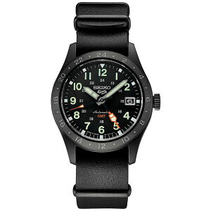 ZCR[ fB[X rv ANZT[ Men's Automatic 5 Sports GMT Black Leather Strap Watch 39mm Black