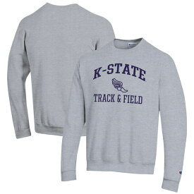 チャンピオン メンズ パーカー・スウェットシャツ アウター Kansas State Wildcats Champion Track & Field Icon Powerblend Pullover Sweatshirt Gray