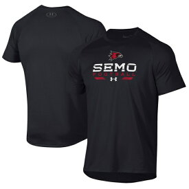 アンダーアーマー メンズ Tシャツ トップス SEMO Redhawks Under Armour Football Tech TShirt Black