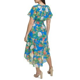 ケンジー レディース ワンピース トップス Women's Floral-Print Clip-Dot Midi Dress Cobalt Multi