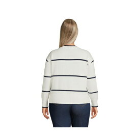 ランズエンド レディース ニット&セーター アウター Plus Size Drifter Easy Fit Crew Neck Sweater Ivory/navy two color stripe