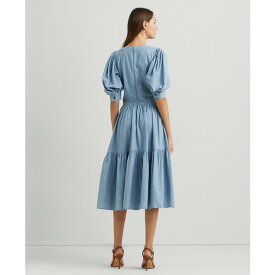 ラルフローレン レディース ワンピース トップス Women's Cotton Puff-Sleeve Chambray Dress Chambray