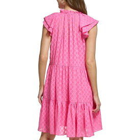 トミー ヒルフィガー レディース ワンピース トップス Women's Clip Trellis Flutter-Sleeve Shift Dress Carmine Rose