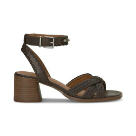 ラッキーブランド レディース サンダル シューズ Women's Jathan Beaded Ankle-Strap Block-Heel Sandals Chocolate Leather