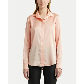 ラルフローレン レディース カットソー トップス Women's Satin Charmeuse Shirt, Regular & Petite Pink Opal