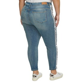 カールラガーフェルド レディース デニムパンツ ボトムス Plus Size Logo-Tape Slim-Leg Jeans, First@Macy眇?s Indigo Haze Wash