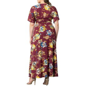 キヨナ レディース ワンピース トップス Women's Vienna Kimono Sleeve Long Maxi Dress Bordeaux blooms