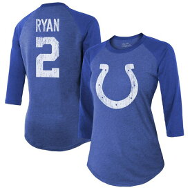 マジェスティックスレッズ レディース Tシャツ トップス Matt Ryan Indianapolis Colts Majestic Threads Women's Player Name & Number Raglan 3/4Sleeve TShirt Royal