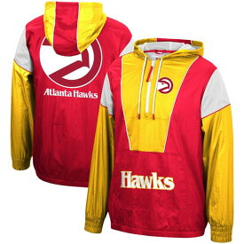 ミッチェル&ネス メンズ ジャケット＆ブルゾン アウター Atlanta Hawks Mitchell & Ness Hardwood Classics Highlight Reel Windbreaker HalfZip Hoodie Jacket Red/Yellow