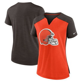 ナイキ レディース Tシャツ トップス Cleveland Browns Nike Women's Impact Exceed Performance Notch Neck TShirt Orange/Brown