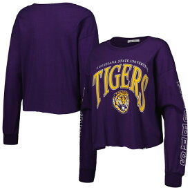 フォーティーセブン レディース Tシャツ トップス LSU Tigers '47 Women's Parkway II Cropped Long Sleeve TShirt Purple