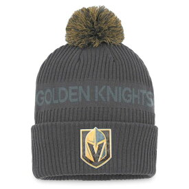 ファナティクス メンズ 帽子 アクセサリー Vegas Golden Knights Fanatics Authentic Pro Home Ice Cuffed Knit Hat with Pom Charcoal