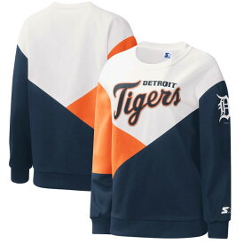 スターター レディース パーカー・スウェットシャツ アウター Detroit Tigers Starter Women's Shutout Pullover Sweatshirt White/Navy