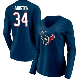 ファナティクス レディース Tシャツ トップス Houston Texans Fanatics Branded Women's Team Authentic Personalized Name & Number Long Sleeve VNeck TShirt Hairston,Troy-34