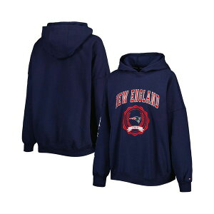 g~[ qtBK[ fB[X p[J[EXEFbgVc AE^[ Women's Navy New England Patriots Becca Drop Shoulder Pullover Hoodie Navy
