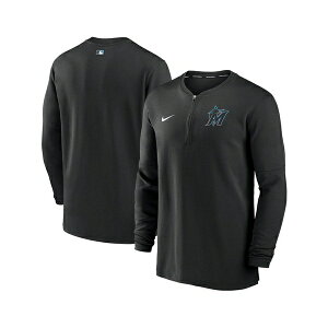 �i�C�L �����Y �p�[�J�[�E�X�E�F�b�g�V���c �A�E�^�[ Men's Black Miami Marlins Authentic Collection Game Time Performance Quarter-Zip Top Black