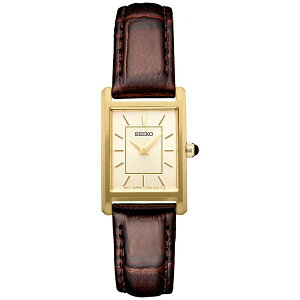 ZCR[ fB[X rv ANZT[ Women's Essentials Brown Leather Strap Watch 19mm Gold