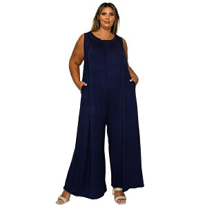 uh fB[X s[X gbvX Plus Size Olson Wide Leg Pocket Jumpsuit Navy