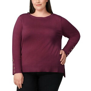 �����b�T �y�C�W ���f�B�[�X �j�b�g&�Z�[�^�[ �A�E�^�[ Plus Size Button-Cuff Boat-Beck Sweater Cabarnet
