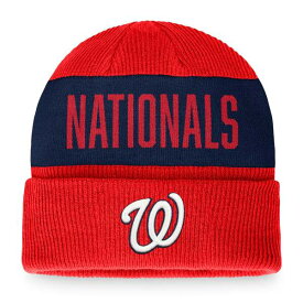 ファナティクス メンズ 帽子 アクセサリー Washington Nationals Fanatics Wordmark Cuffed Knit Hat Red/Navy