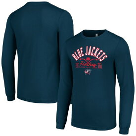 スターター メンズ Tシャツ トップス Columbus Blue Jackets Starter Puck Long Sleeve TShirt Navy