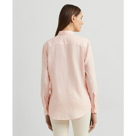 ラルフローレン レディース カットソー トップス Linen Shirt, Regular & Petite Pink Opal