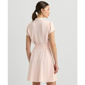 ラルフローレン レディース ワンピース トップス Women's Belted Georgette Short-Sleeve Dress Pink Opal