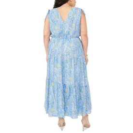 ヴィンスカムート レディース ワンピース トップス Plus Size Printed V-Neck Tiered Maxi Dress Airy Blue