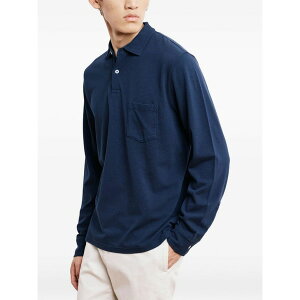 �n�[�g�t�H�[�h �����Y �|���V���c �g�b�v�X Long-sleeve patch-pocket polo shirt Blue
