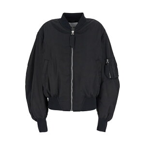 W AeBR fB[X WPbgu] AE^[ Black Bomber Jacket With Front Zip Closure And One Zipped Pocket On The Sleeve In Tech Fabric Woman Black