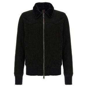 WWI ubg Y WPbgu] AE^[ Sheepskin Bomber Jacket Black