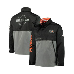 トミー ヒルフィガー メンズ パーカー・スウェットシャツ アウター Men's Black, Gray Philadelphia Flyers Anorak Quarter-Zip Hoodie Jacket Black, Gray