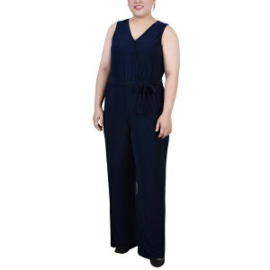 j[[NRNV fB[X JWApc {gX Plus Size Sleeveless Belted Jumpsuit Navy