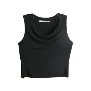 �A���L�T���_�[���� ���f�B�[�X �J�b�g�\�[ �g�b�v�X Cowl-neck side-zip top Black